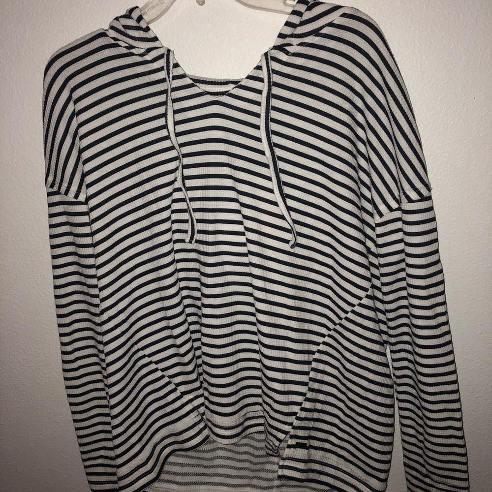 Roxy navy blue striped pullover with hood